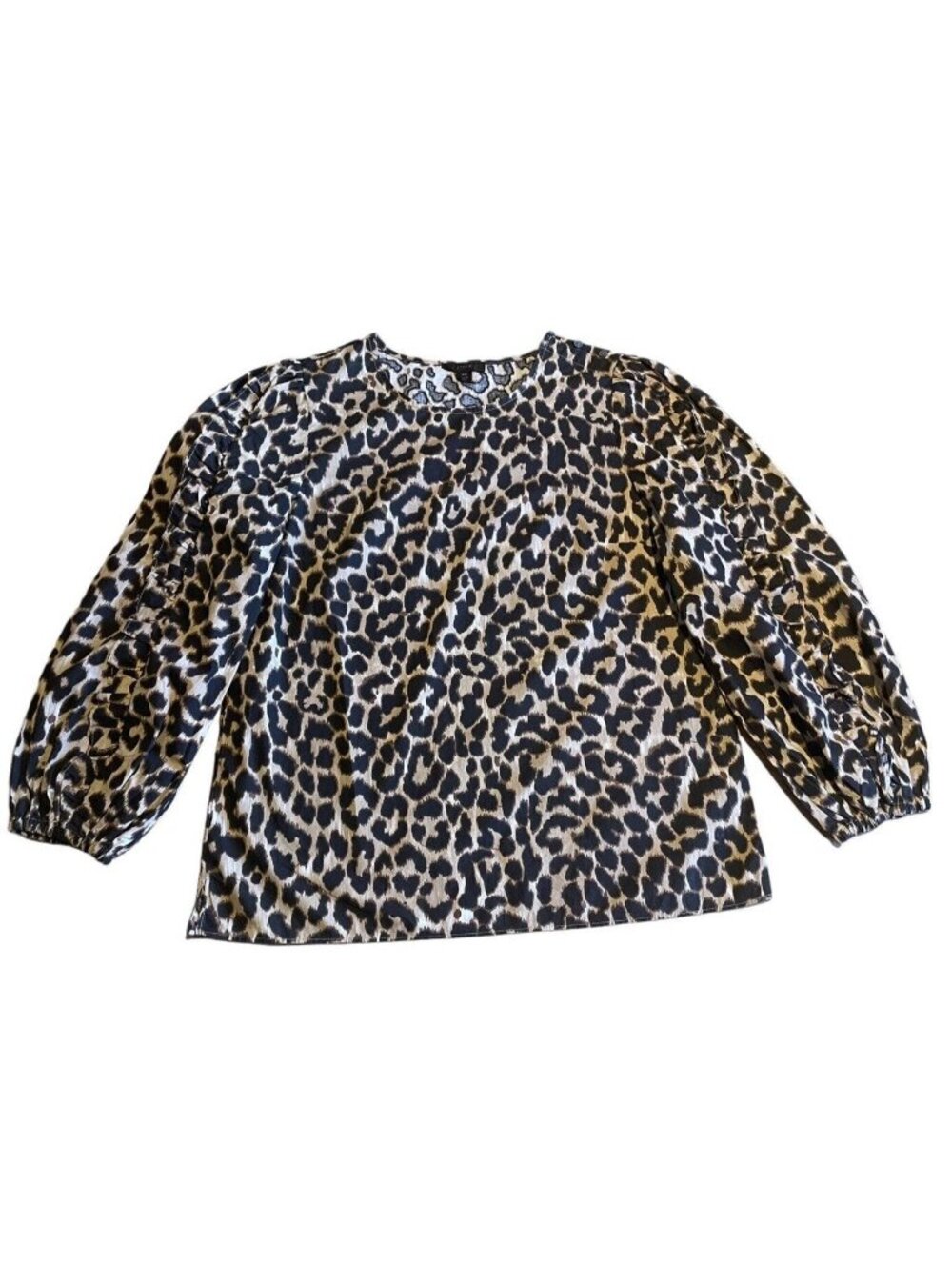 J. Crew Women Leopard Print Puff Ruffle Long Sleeve  Top X-Small preowned - Picture 2 of 10